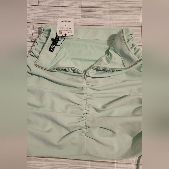 NWT Zara Ruched Mini Skirt Green Mint Size Medium - Picture 13 of 13